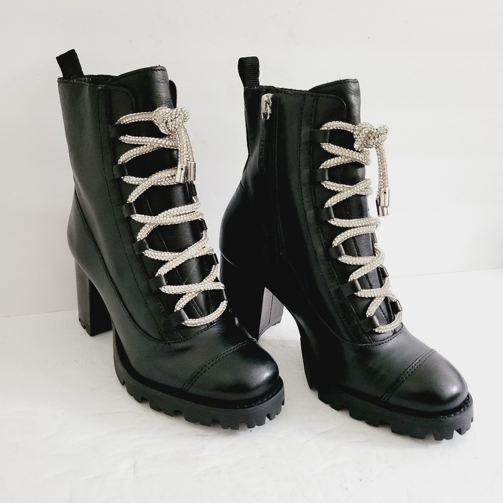 NEW Schutz Kaile Mid Glam Black Leather Boots Size 5